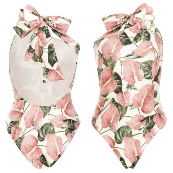 AGUA BENDITA Fresa Floral One Shoulder Swimsuit - Picture 1 of 10